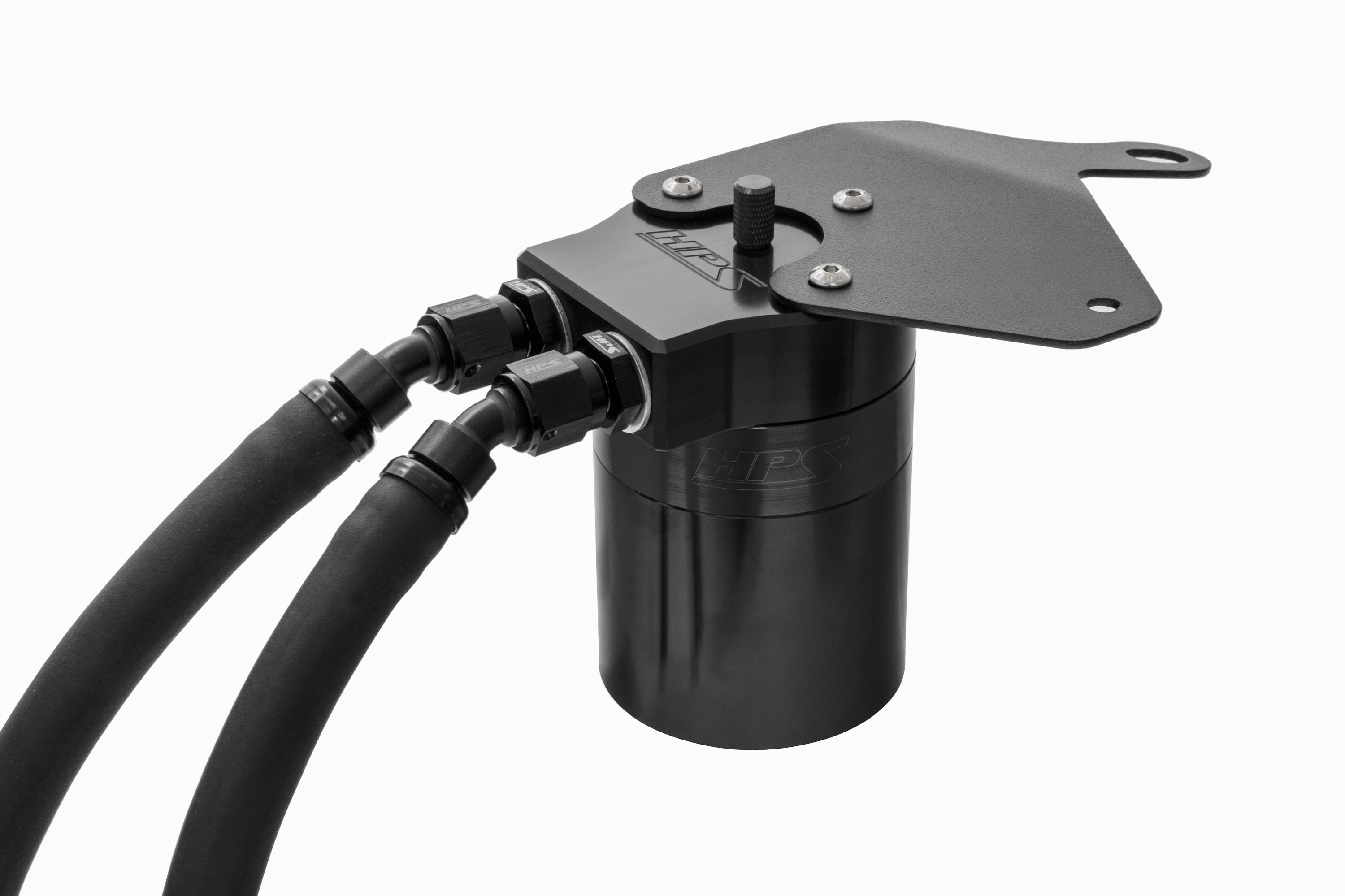 HPS Performance Billet Aluminum Oil Catch Can Kit, Black, 860-011WB