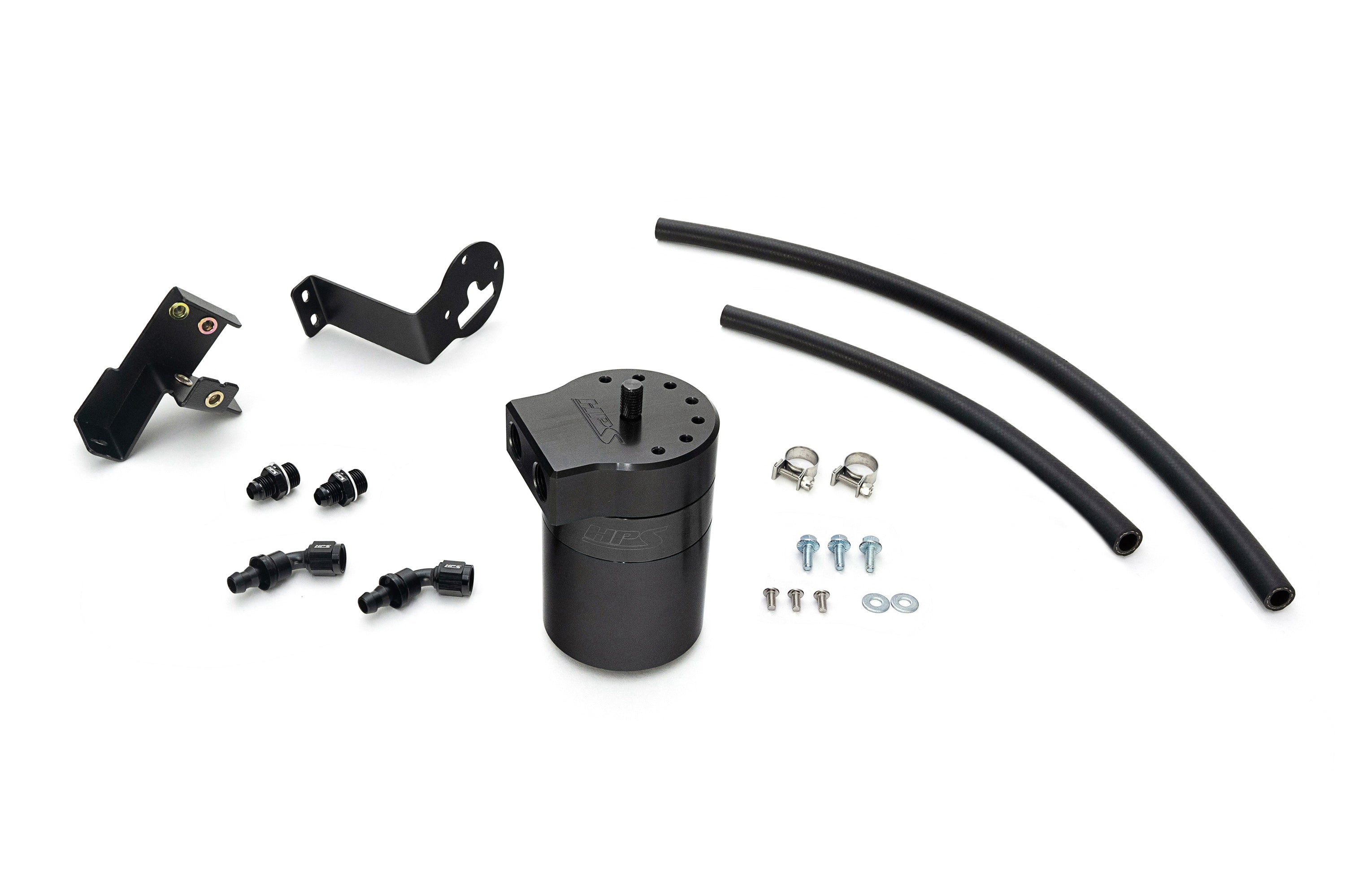HPS Performance Billet Aluminum Oil Catch Can Kit, Black, 860-012WB