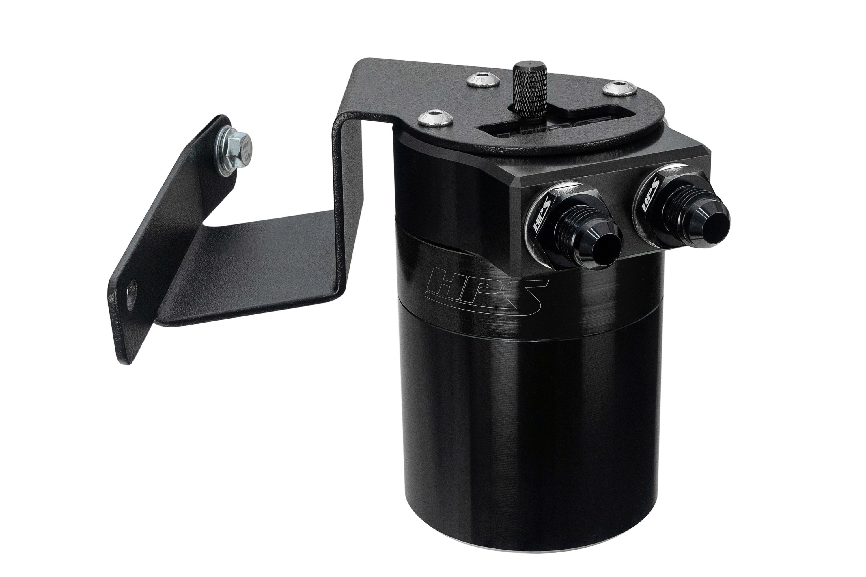 HPS Performance Billet Aluminum Oil Catch Can Kit, Black, 860-013WB