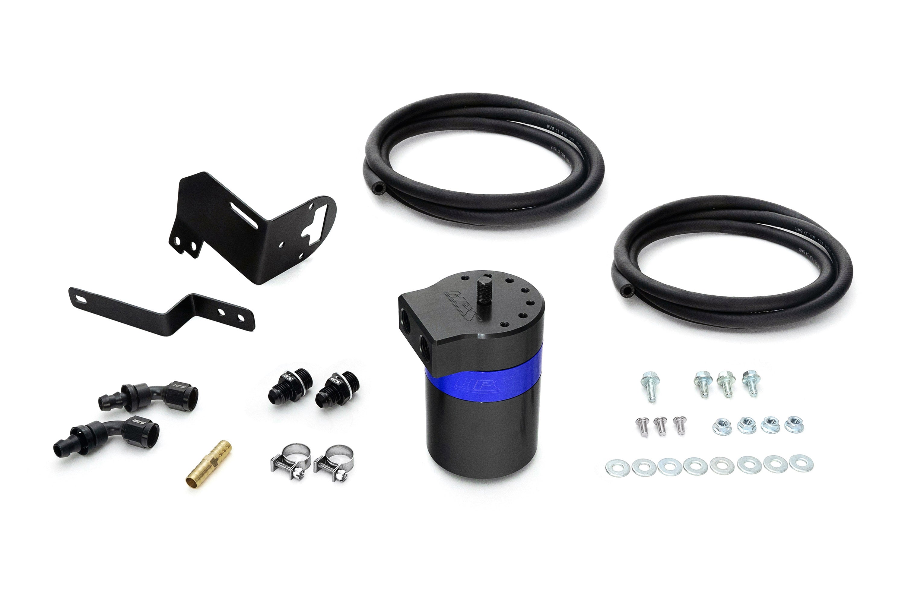 HPS Performance Billet Aluminum Oil Catch Can Kit, Blue, 860-014BL