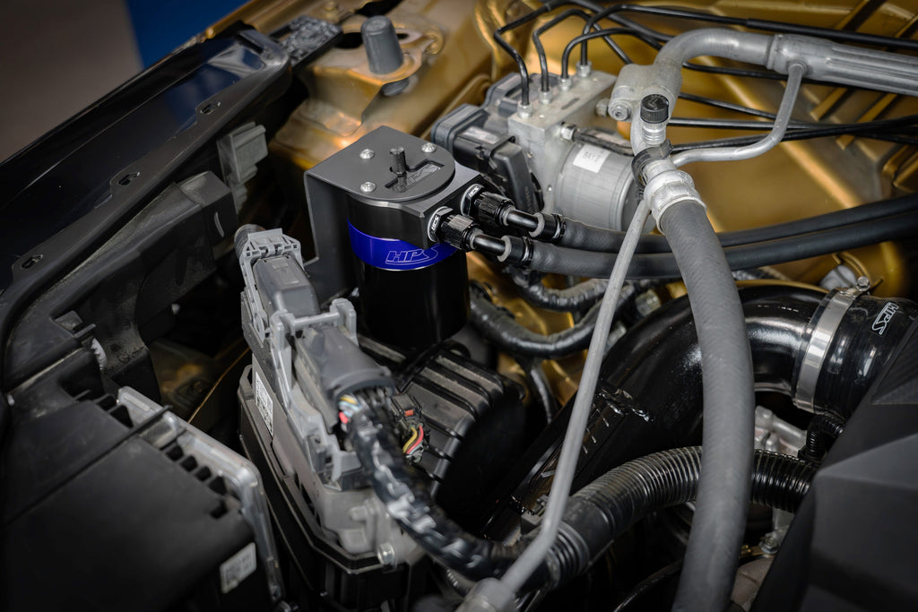 HPS Performance Billet Aluminum Oil Catch Can Kit, Blue, 860-014BL