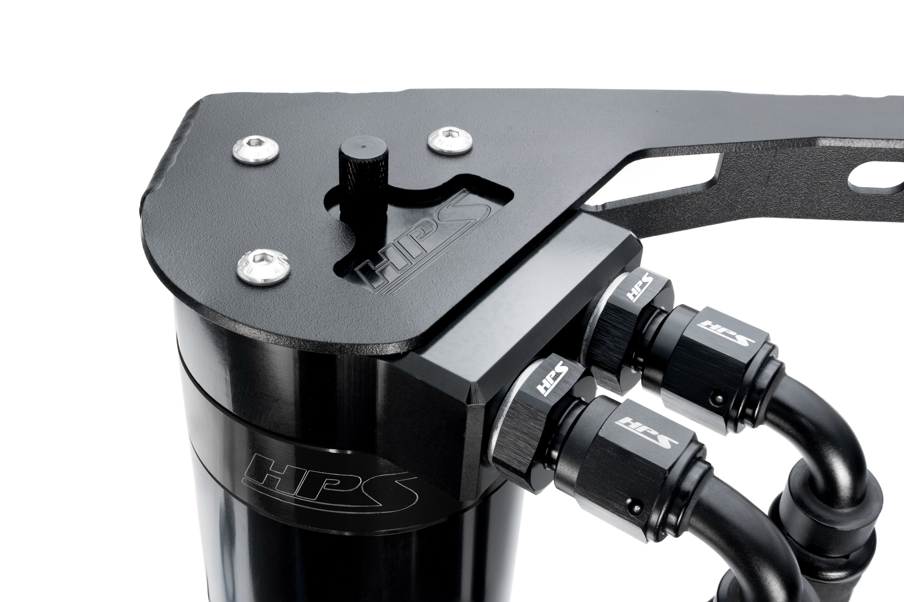 HPS Performance Billet Aluminum Oil Catch Can Kit, Black, 860-015WB