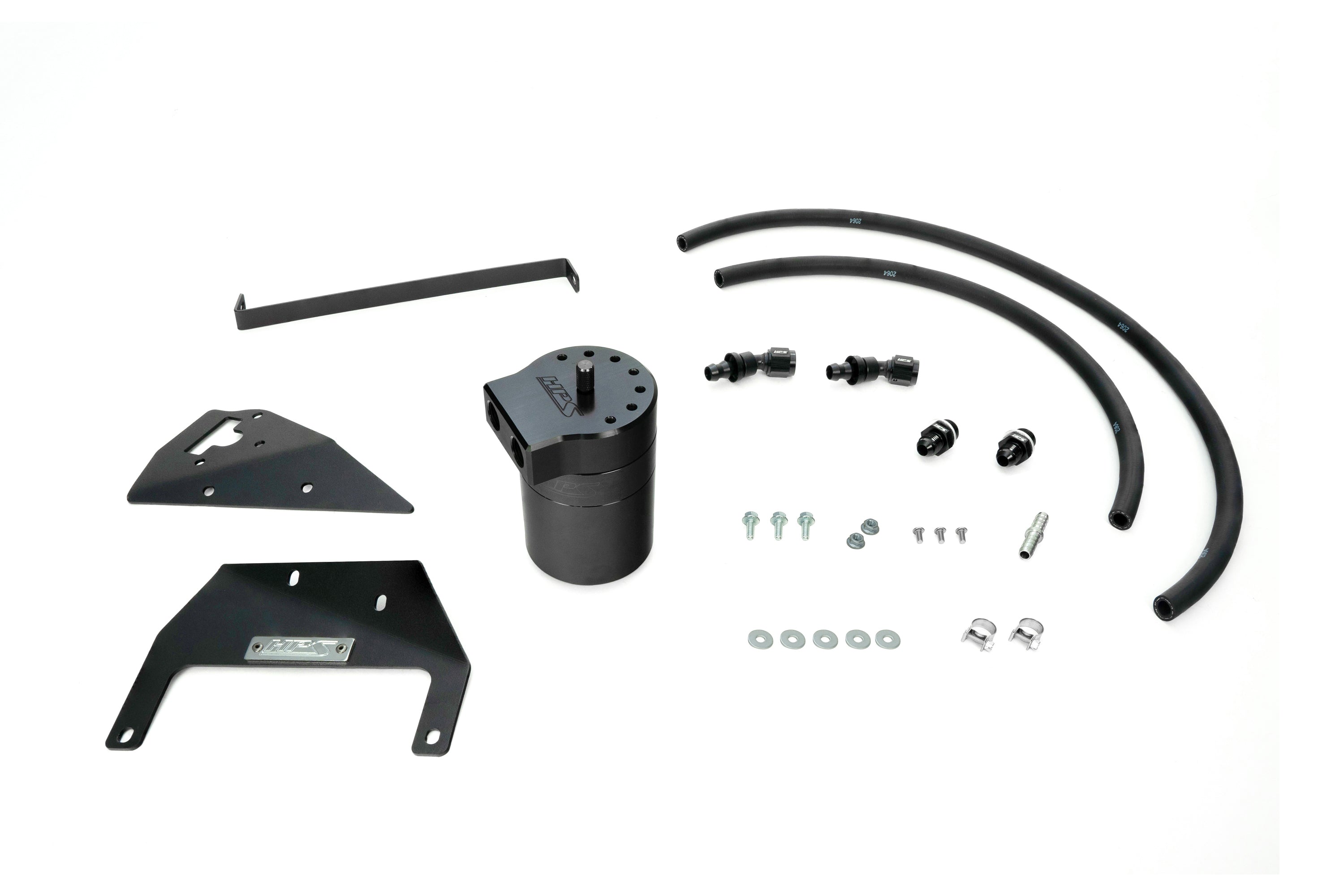 HPS Performance Billet Aluminum Oil Catch Can Kit, Black, 860-017WB