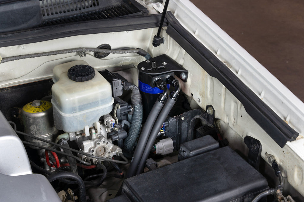 HPS Performance Billet Aluminum Oil Catch Can Kit (Blue) - Lexus GX470 - (2003-2009)