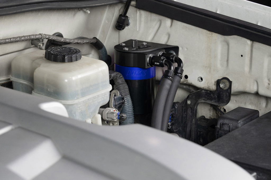 HPS Performance Billet Aluminum Oil Catch Can Kit (Blue) - Lexus GX470 - (2003-2009)