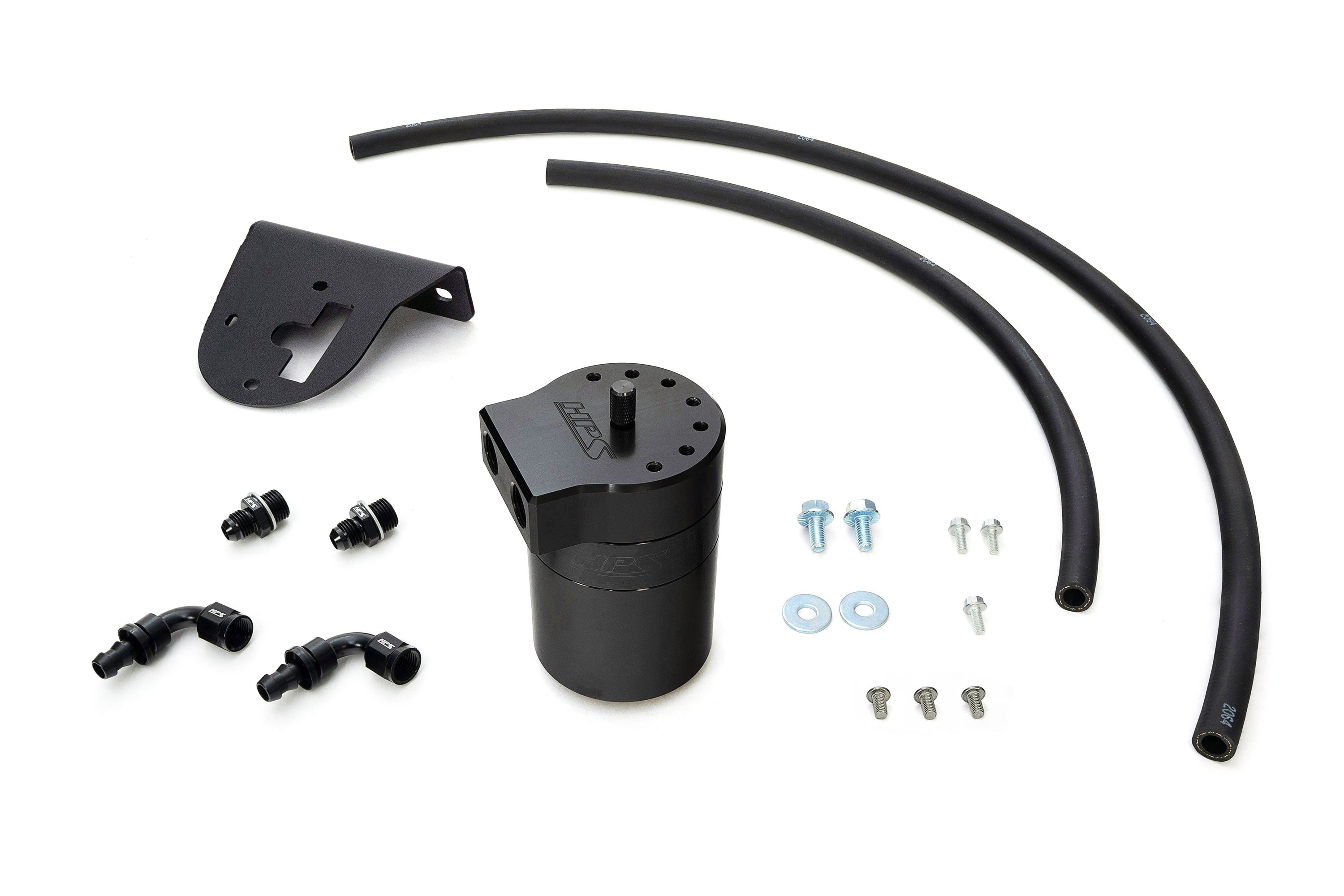 HPS Performance Billet Aluminum Oil Catch Can Kit, Black, 860-019WB