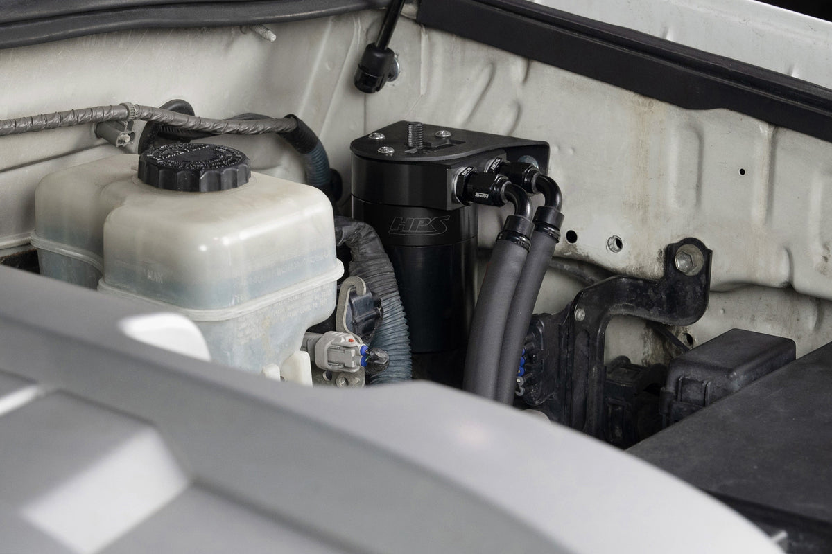 HPS Performance Billet Aluminum Oil Catch Can Kit (Black) - Lexus GX470 - (2003-2009)