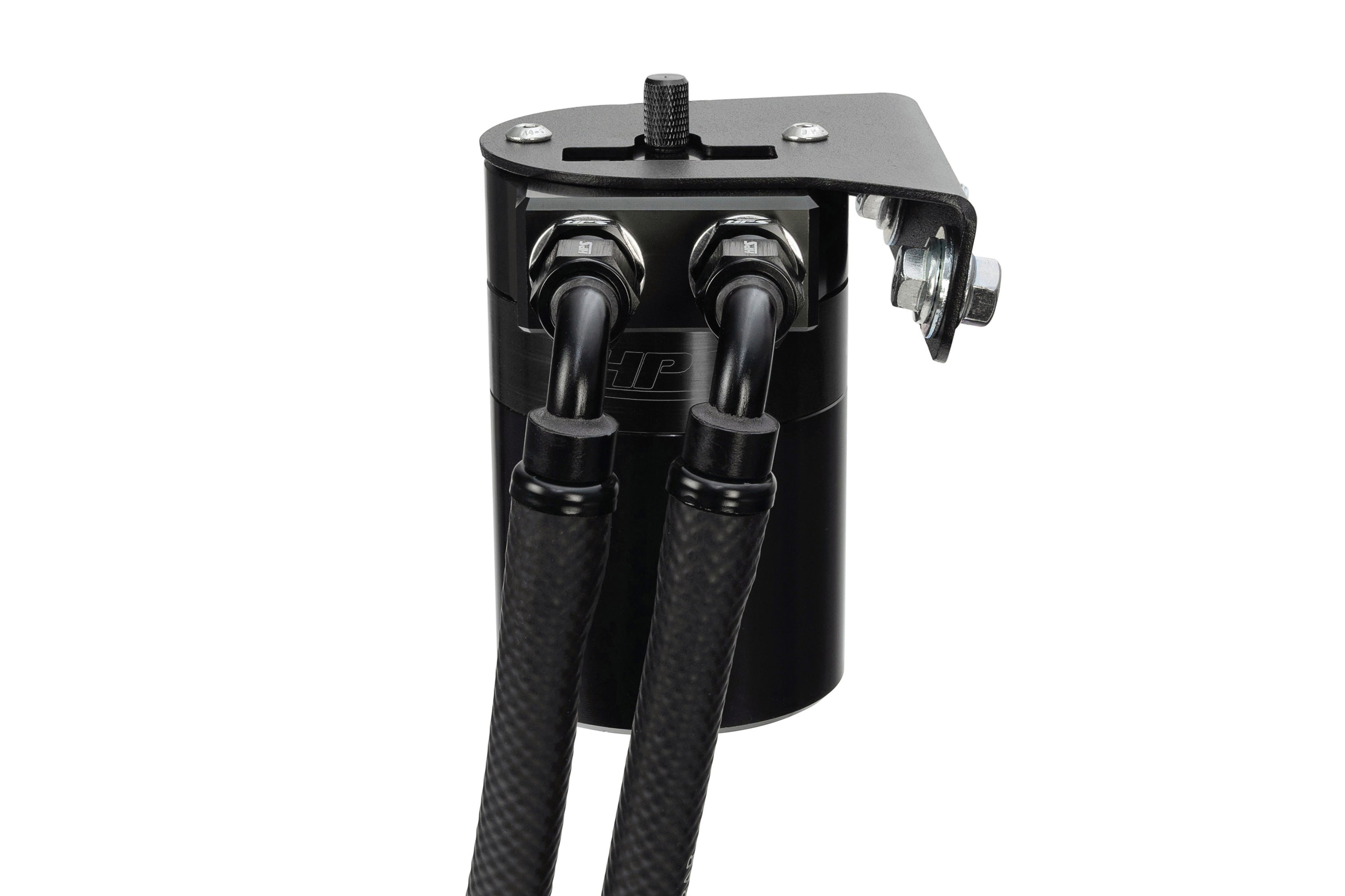 HPS Performance Billet Aluminum Oil Catch Can Kit, Black, 860-019WB