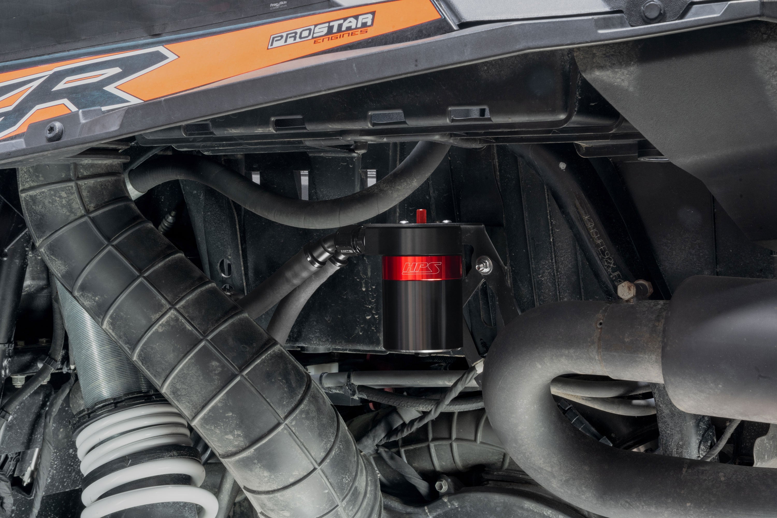 HPS Performance Billet Aluminum Oil Catch Can Kit, Red, 860-023