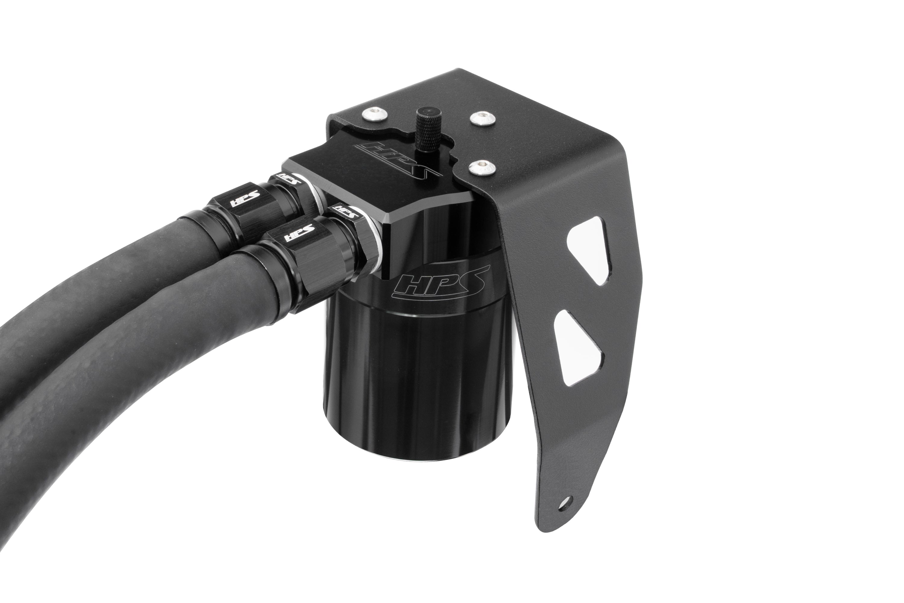 HPS Performance Billet Aluminum Oil Catch Can Kit, Black, 860-024WB