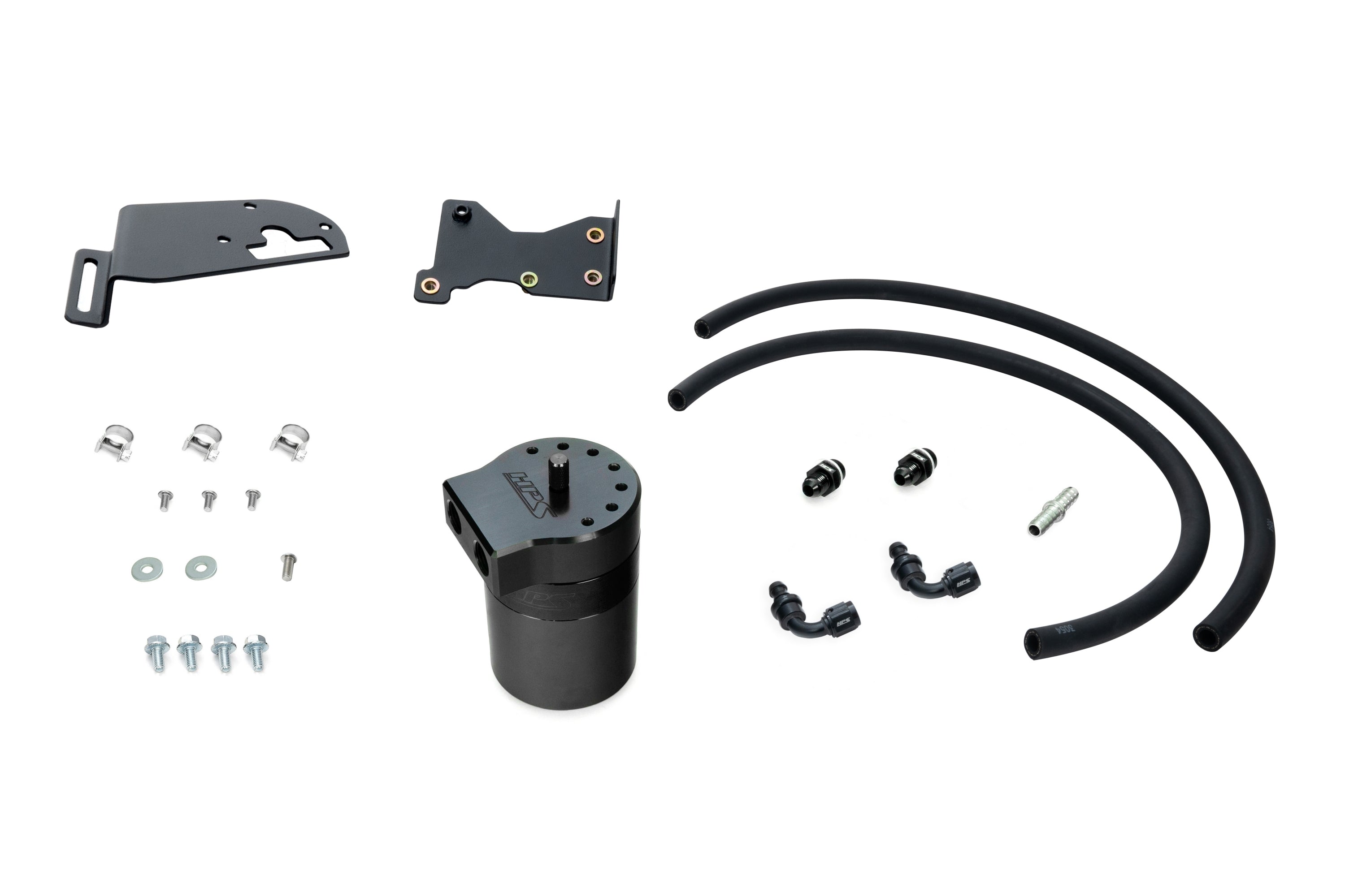 HPS Performance Billet Aluminum Oil Catch Can Kit, Black, 860-025WB