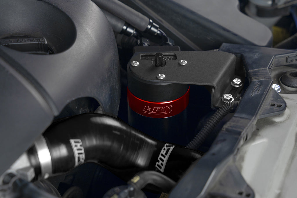 HPS Performance Billet Aluminum Oil Catch Can Kit, Red, 860-025