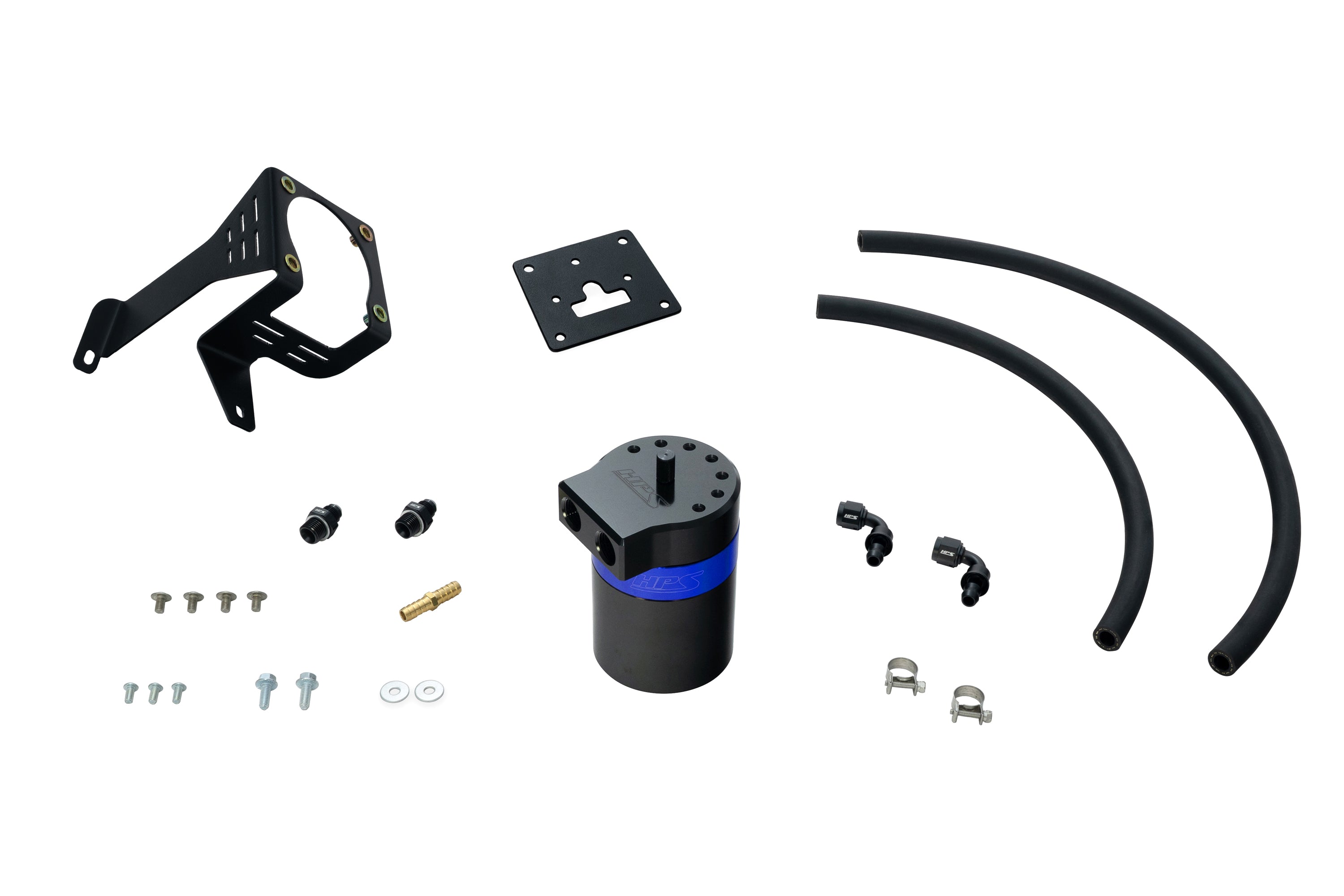 HPS Performance Billet Aluminum Oil Catch Can Kit, Blue, 860-027BL