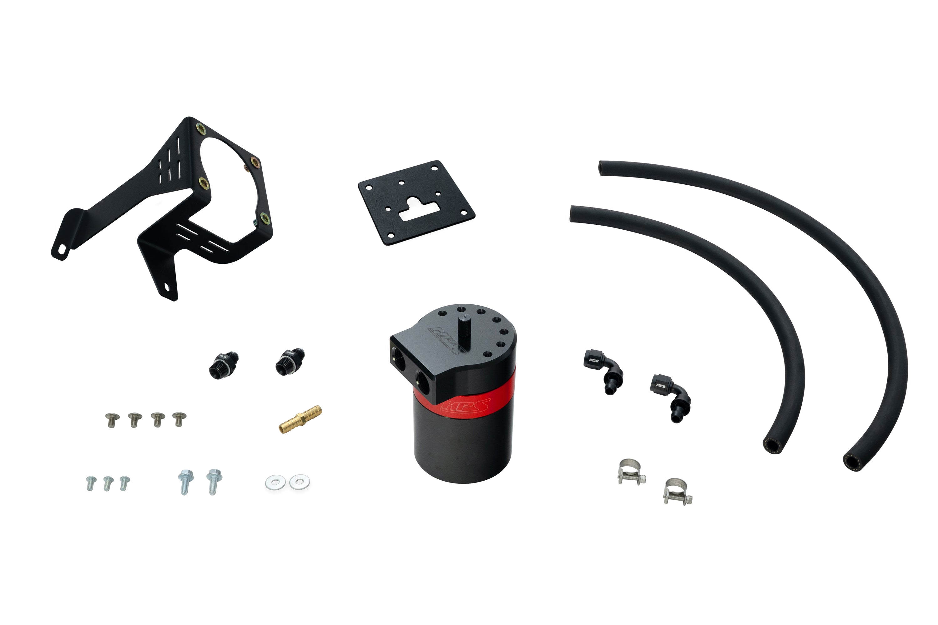 HPS Performance Billet Aluminum Oil Catch Can Kit, Red, 860-027