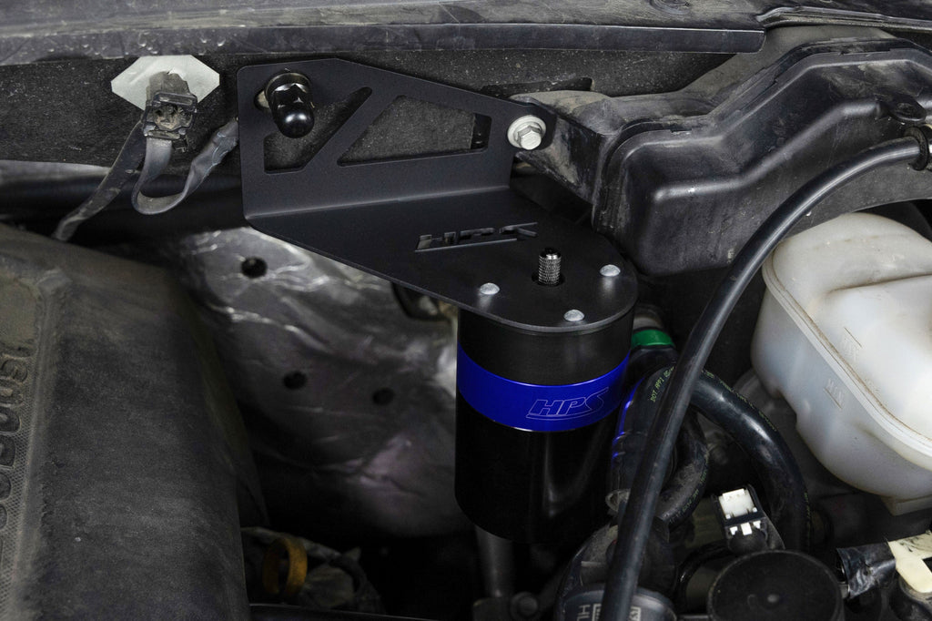 HPS Performance Billet Aluminum Oil Catch Can Kit, Blue, 860-028BL