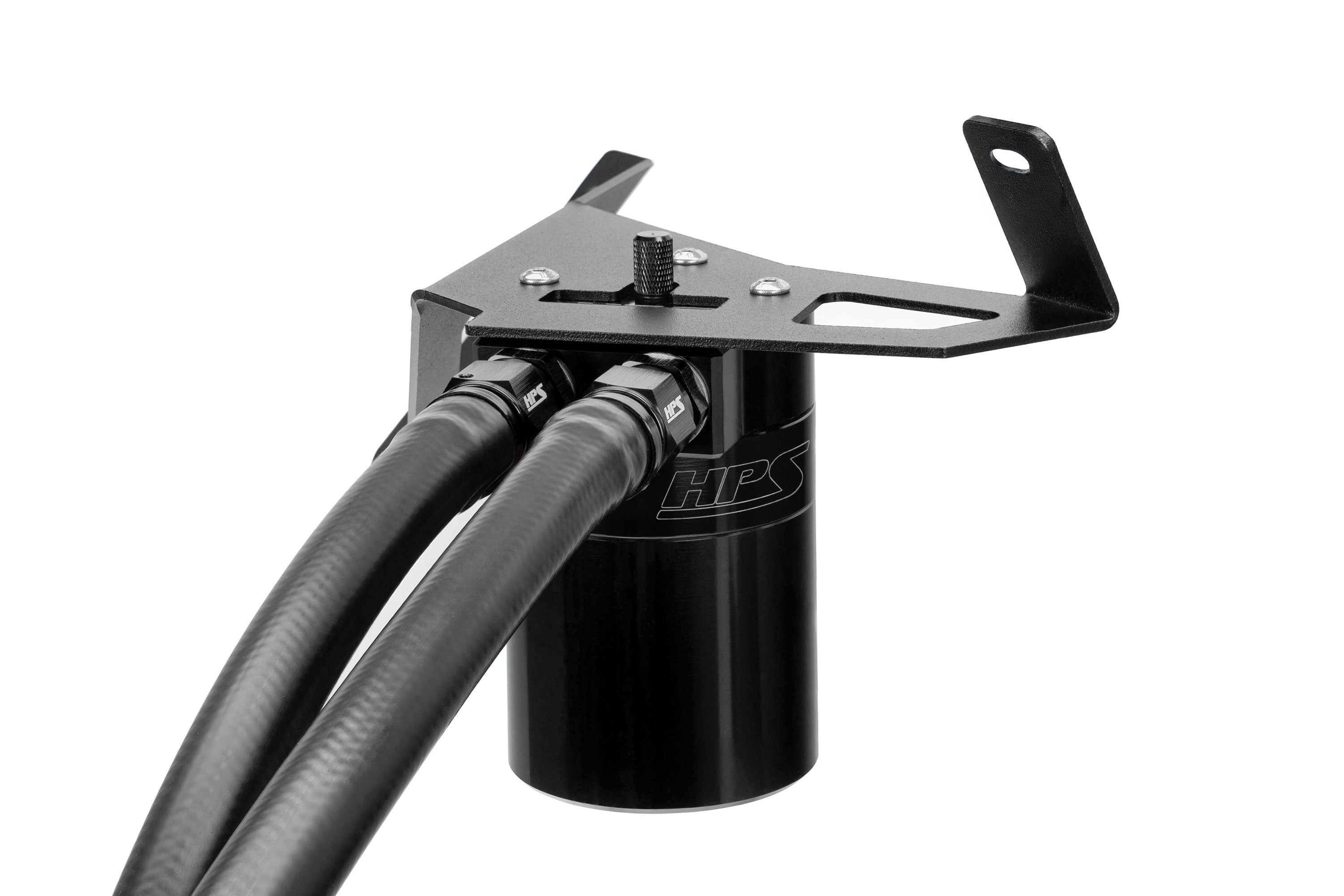 HPS Performance Billet Aluminum Oil Catch Can Kit, Black, 860-029WB