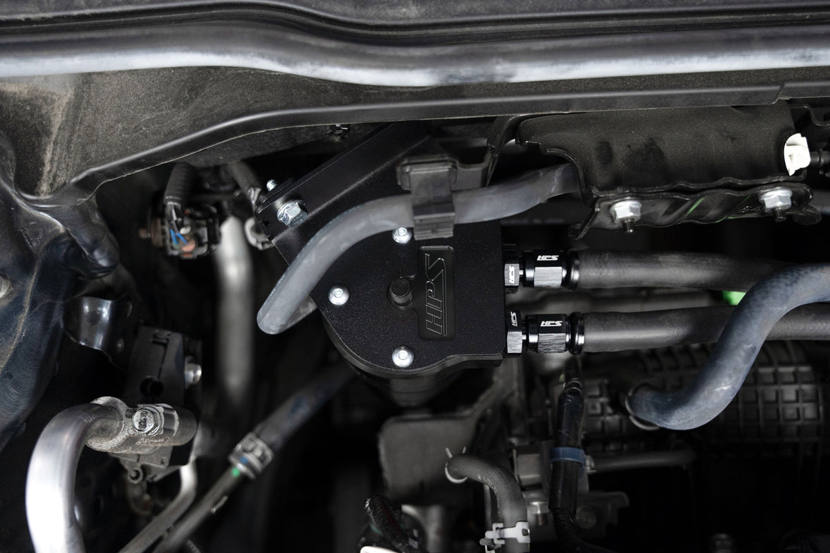 HPS Performance Billet Aluminum Oil Catch Can Kit (Black) - Honda Civic / Honda Civic Si / Acura Integra (2022-2024 / 2022-2026 / 2023-2026)
