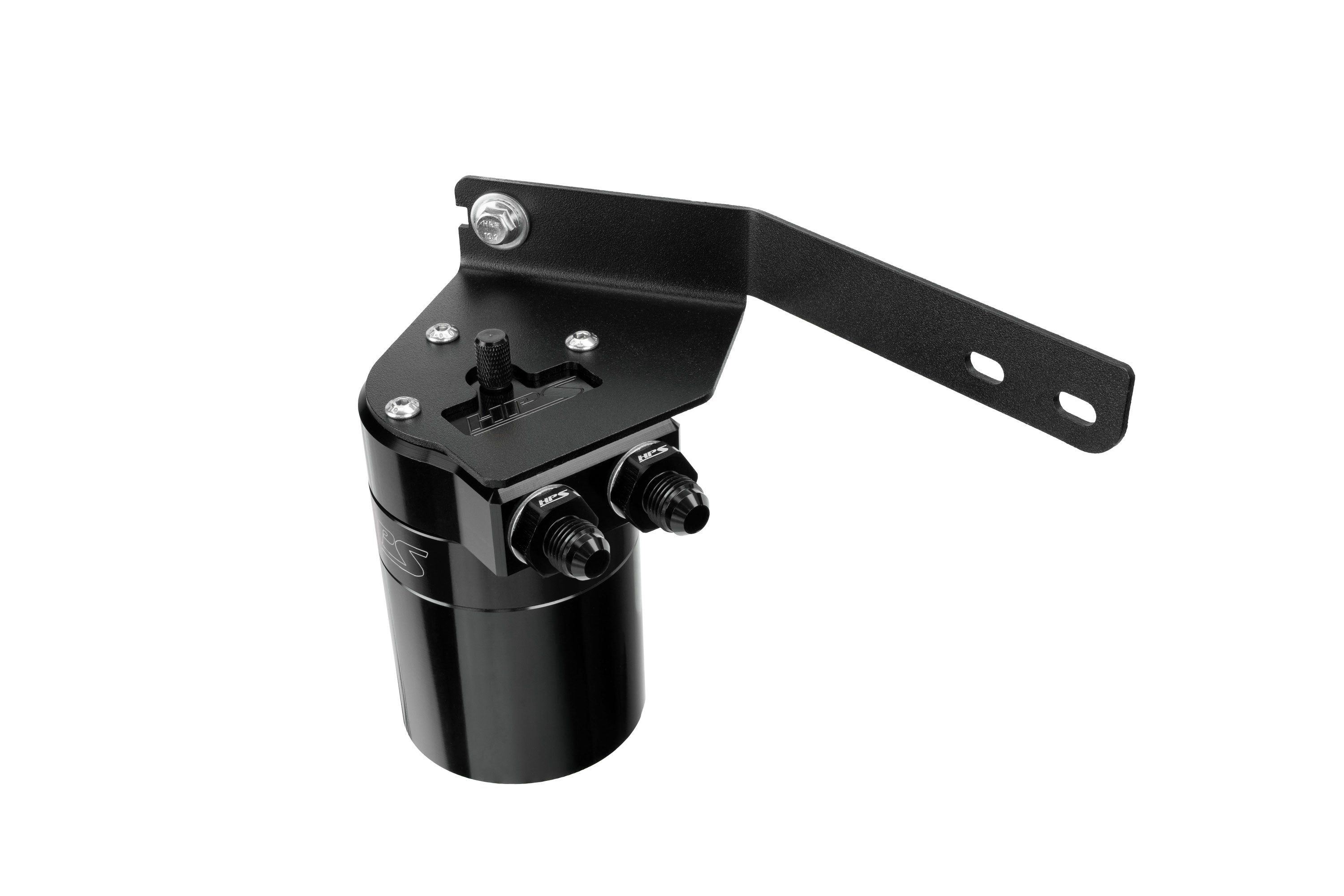 HPS Performance Billet Aluminum Oil Catch Can Kit, Black, 860-031WB