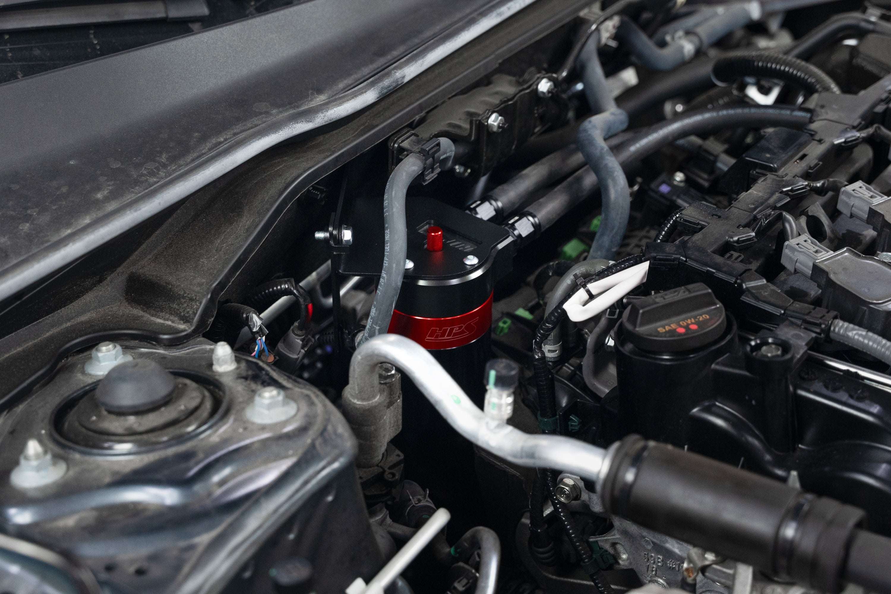 HPS Performance Billet Aluminum Oil Catch Can Kit, Red, 860-031