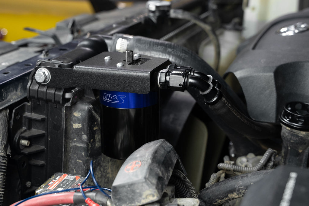 HPS Performance Billet Aluminum Oil Catch Can Kit, Blue, 860-033BL
