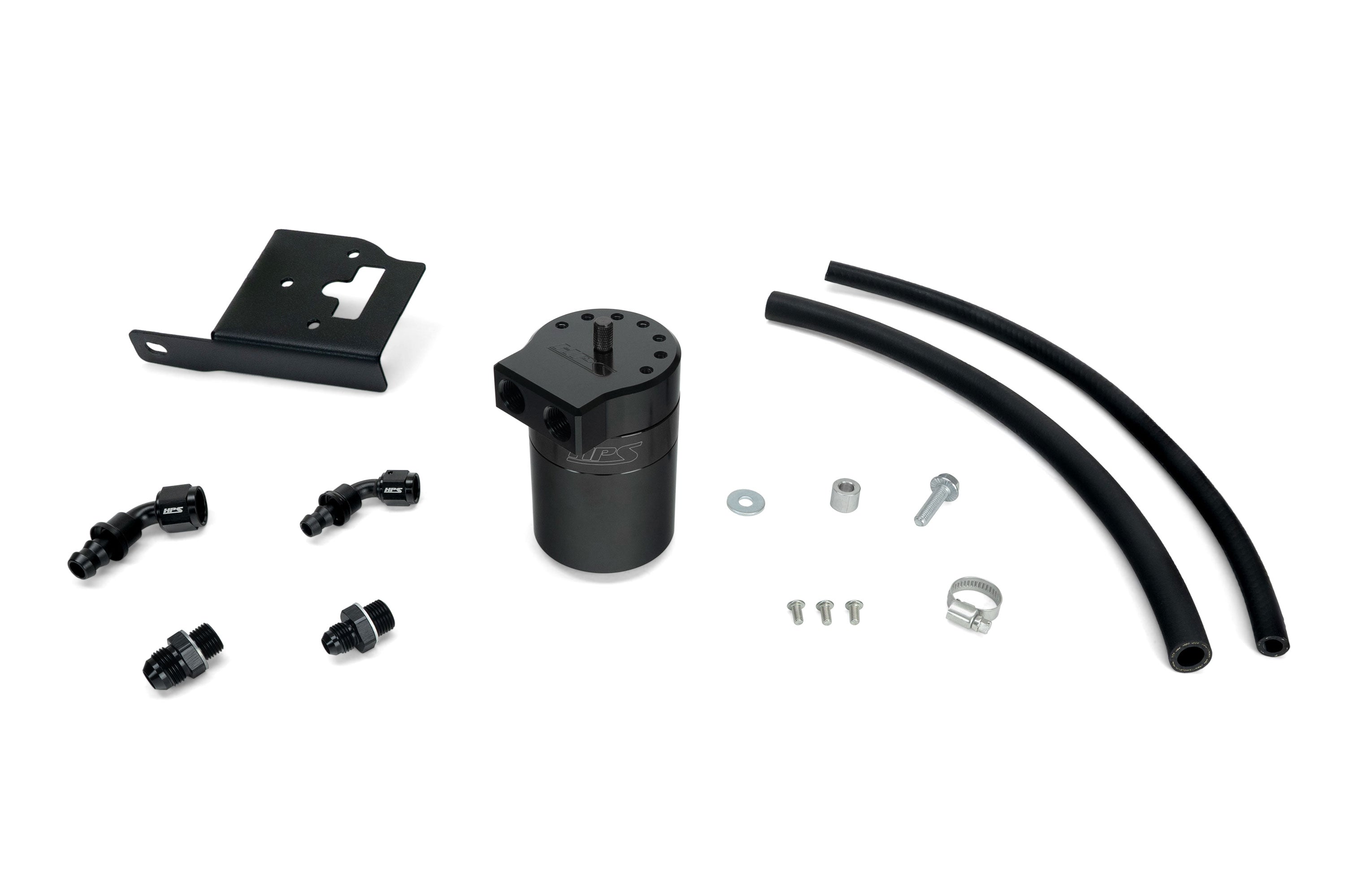 HPS Performance Billet Aluminum Oil Catch Can Kit, Black, 860-033WB