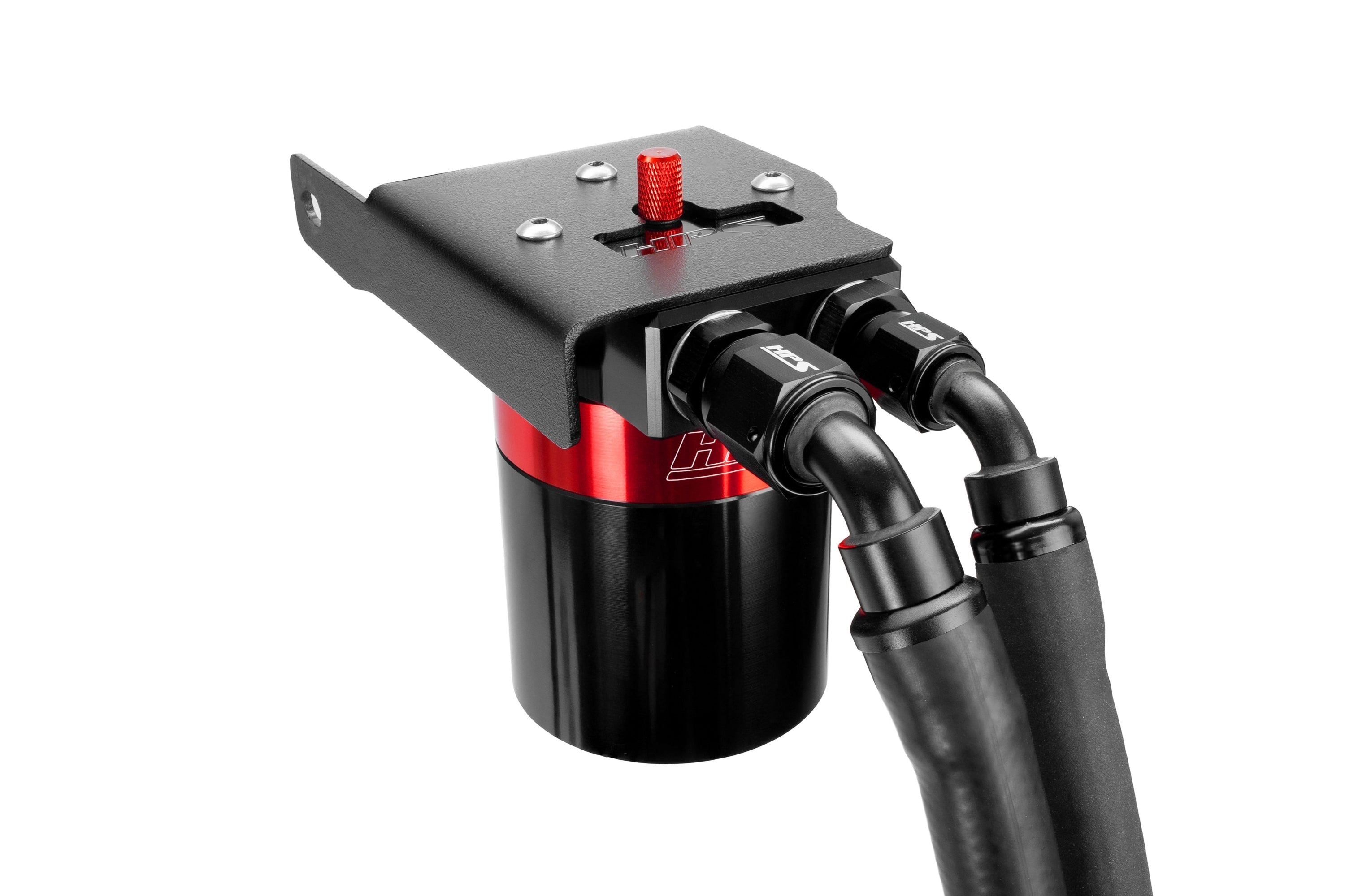 HPS Performance Billet Aluminum Oil Catch Can Kit, Red, 860-033