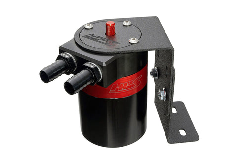 HPS Performance Aluminum Oil Catch Can Kit with 3/8 inch Barb Adapters and Rubber Hoses 861-501