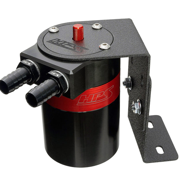 HPS Performance Aluminum Oil Catch Can Kit with 3/8 inch Barb Adapters and Rubber Hoses 861-501
