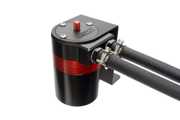 HPS Performance Aluminum Oil Catch Can Kit with 3/8" Barb Adapters and Rubber Hoses, 861-501
