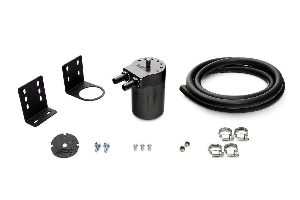 HPS Performance Aluminum Oil Catch Can Kit with 5/8" Barb Adapters and Rubber Hoses, Black, 861-503WB