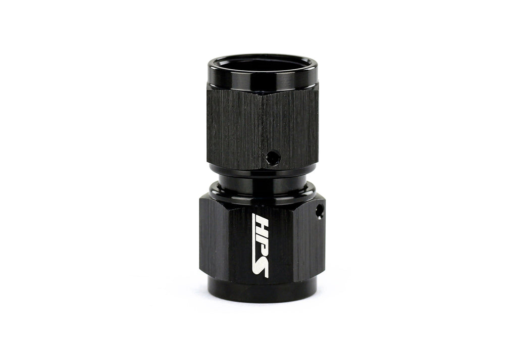 HPS Performance Straight -3 AN Female to Female Swivel Coupling Adapter Aluminum Black