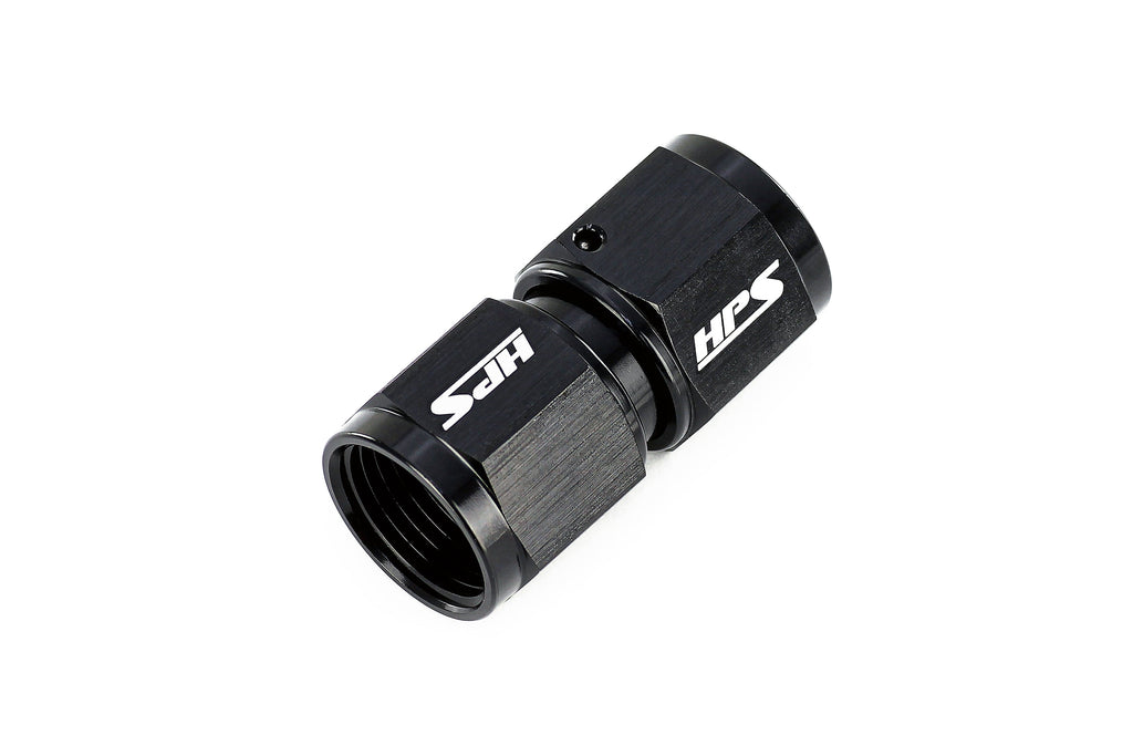 HPS Performance Straight -10 AN Female to Female Swivel Coupling Adapter, Aluminum, Black