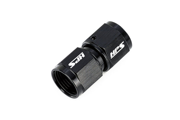 HPS Performance Straight AN -4 Female to Female Swivel Coupling Adapter, Aluminum, Black