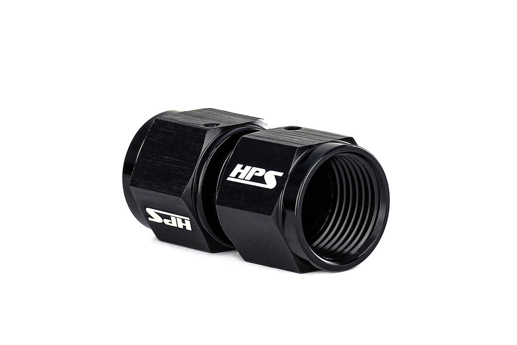 HPS Performance Straight -4 AN Female to Female Swivel Coupling Adapter, Aluminum, Black