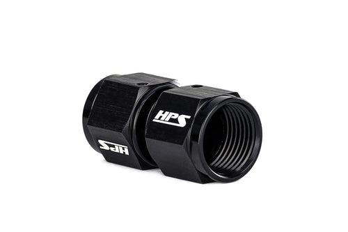 HPS Performance Straight AN -8 Female to Female Swivel Coupling Adapter, Aluminum, Black