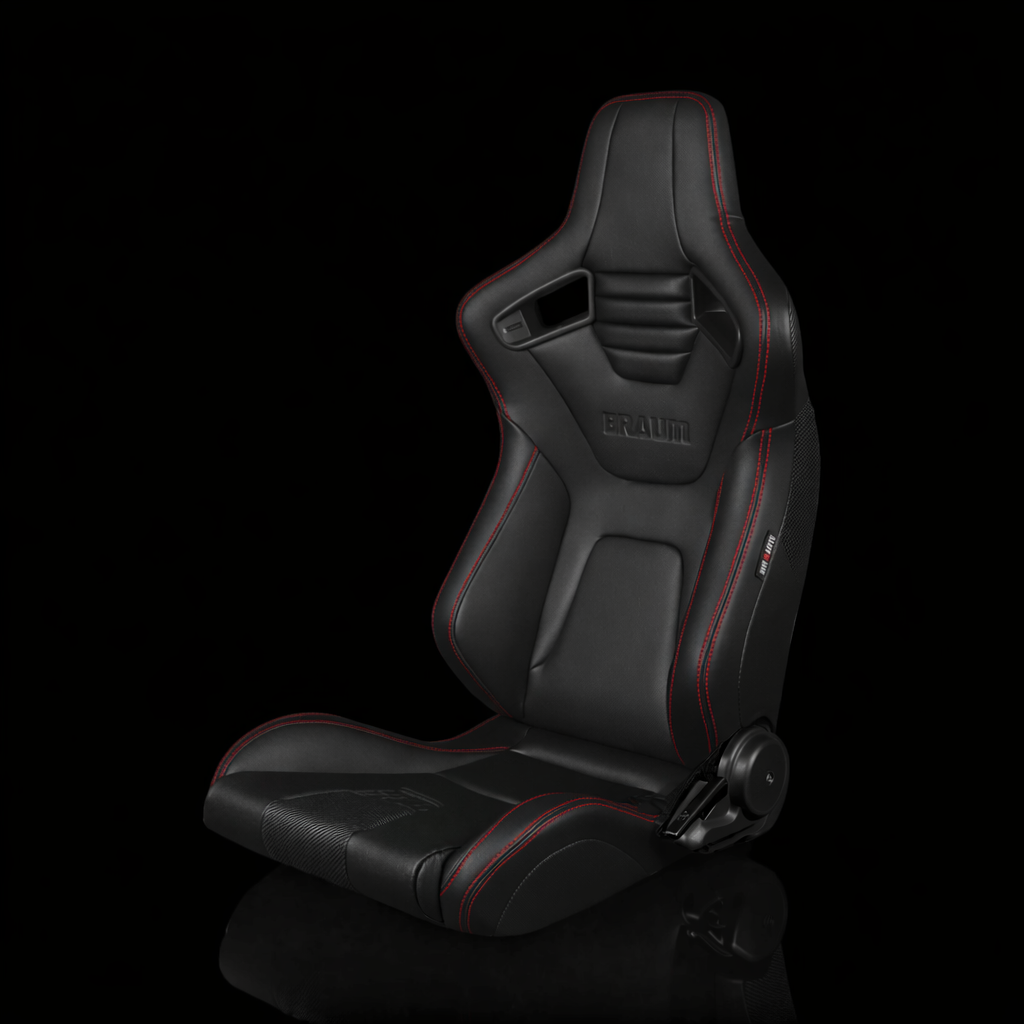 Braum BRR1X-BKRS — Black Leatherette | Red Stitching