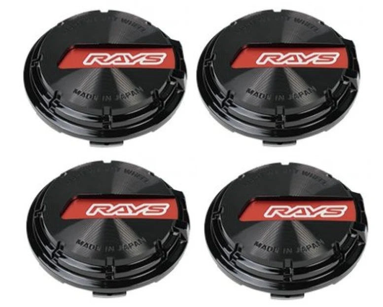 Rays Gram Lights 57CR / 57DR Center Cap - Red / Black - Set of 4