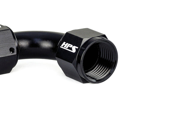 HPS Performance 90 Degree AN -10 Female to Female Swivel Coupling Adapter, Aluminum, Black