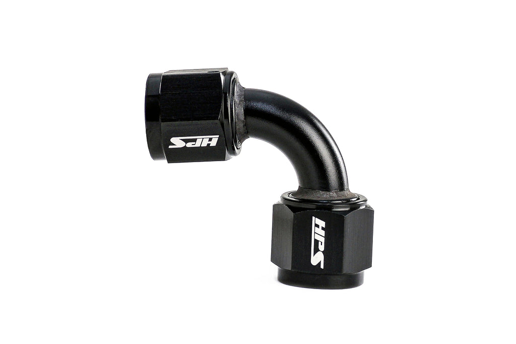 HPS Performance 90 Degree -4 AN Female to Female Swivel Coupling Adapter Aluminum Black