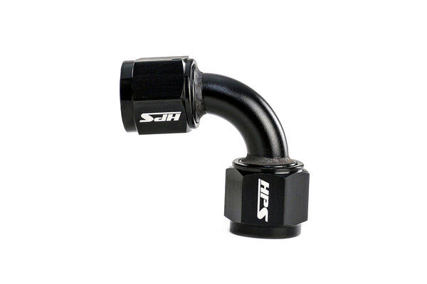 HPS Performance 90 Degree AN -4 Female to Female Swivel Coupling Adapter Aluminum Black