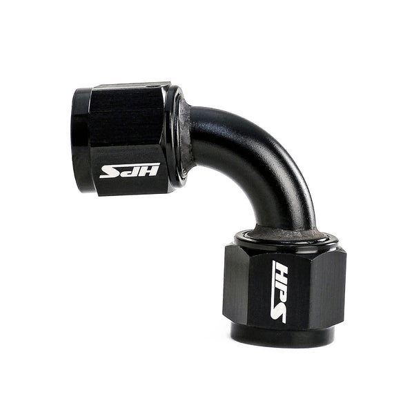 HPS Performance 90 Degree AN -6 Female to Female Swivel Coupling Adapter Aluminum Black