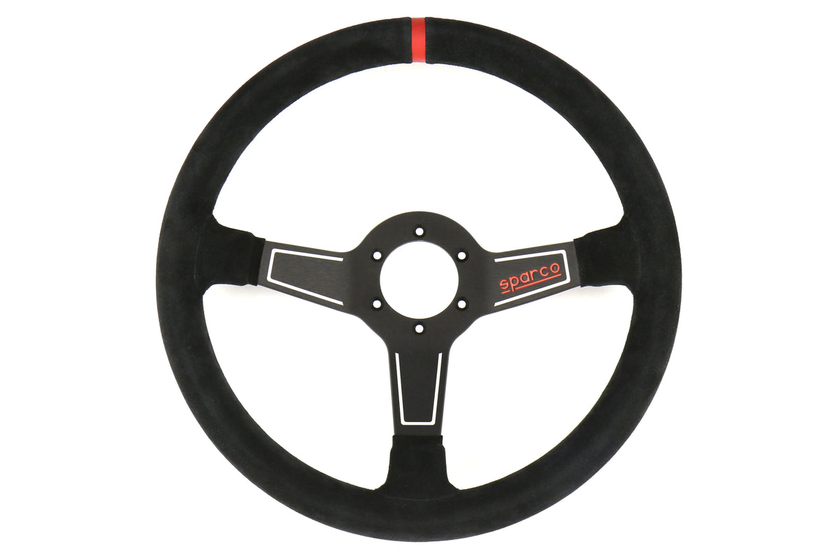 Sparco L575 Steering Wheel w/ Read Centering Stripe 350mm - Black Suede