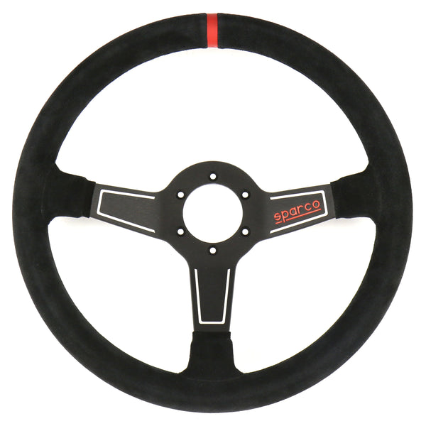Sparco L575 Steering Wheel w/ Read Centering Stripe 350mm - Black Suede