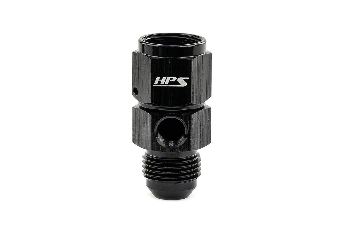 HPS Performance -3 AN Male to Female Fuel Pressure Gauge Adapter with 1/8 inch NPT Female Port Aluminum Black
