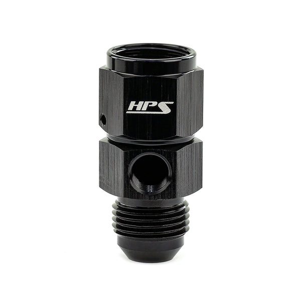 HPS Performance -8 AN Male to Female Fuel Pressure Gauge Adapter with 1/8 inch NPT Female Port Aluminum Black