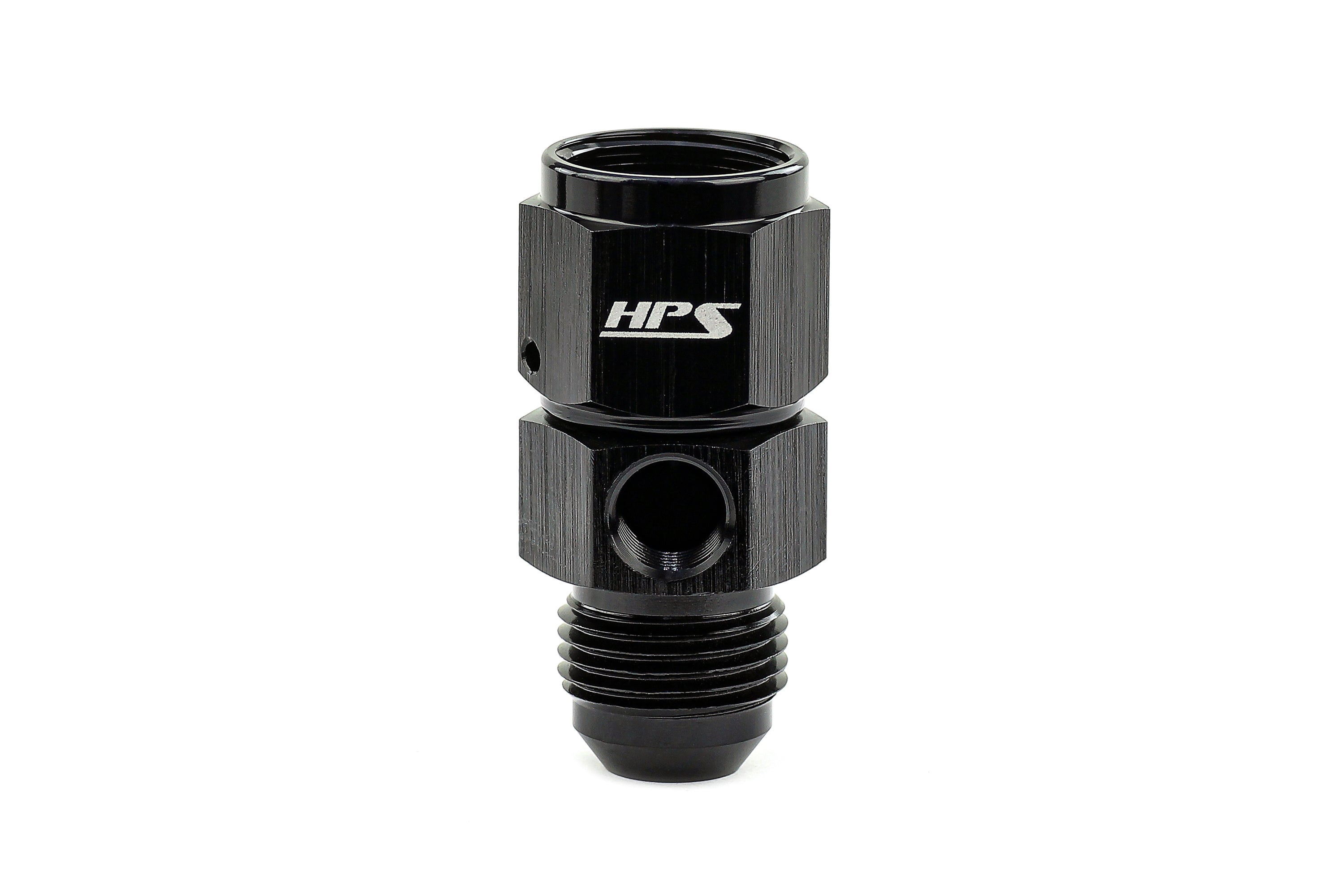 HPS Performance -10 AN Male to Female Fuel Pressure Gauge Adapter with 1/8 inch NPT Female Port Aluminum Black
