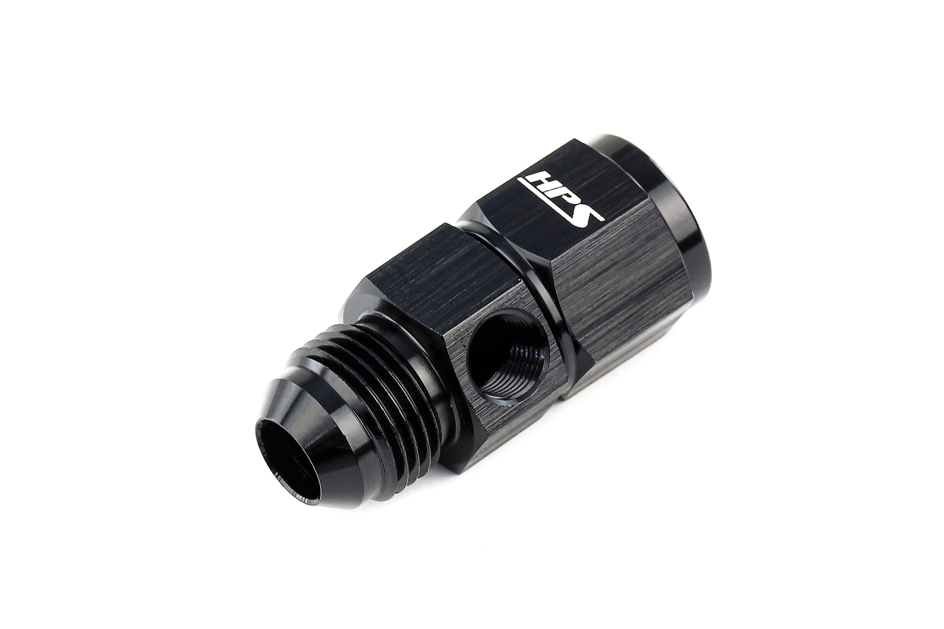 HPS Performance -10 AN Male to Female Fuel Pressure Gauge Adapter with 1/8" NPT Female Port, Aluminum, Black