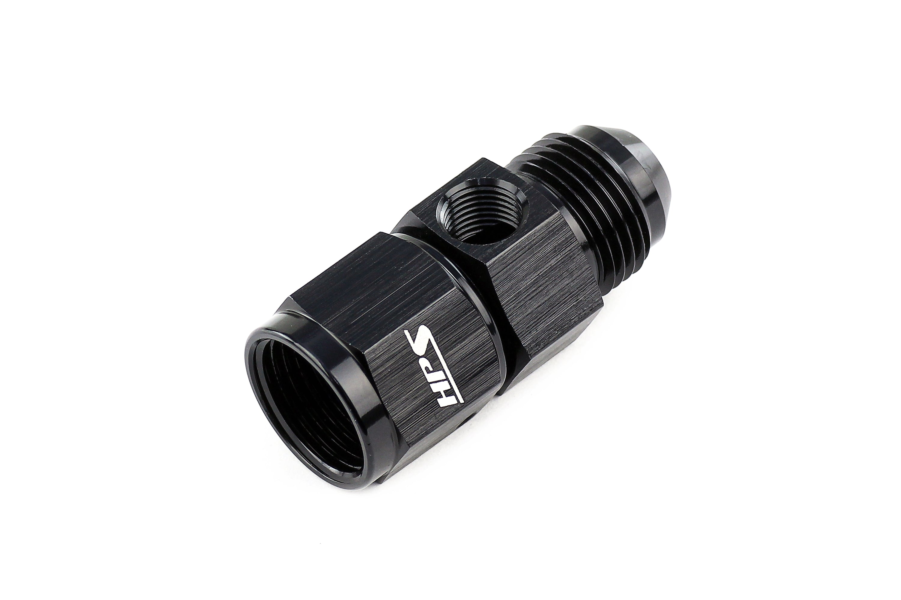 HPS Performance -3 AN Male to Female Fuel Pressure Gauge Adapter with 1/8" NPT Female Port, Aluminum, Black