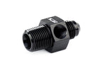 HPS Performance -6 AN Male to 3/8" NPT Male Adapter with 1/8" NPT Female Port, Aluminum, Black