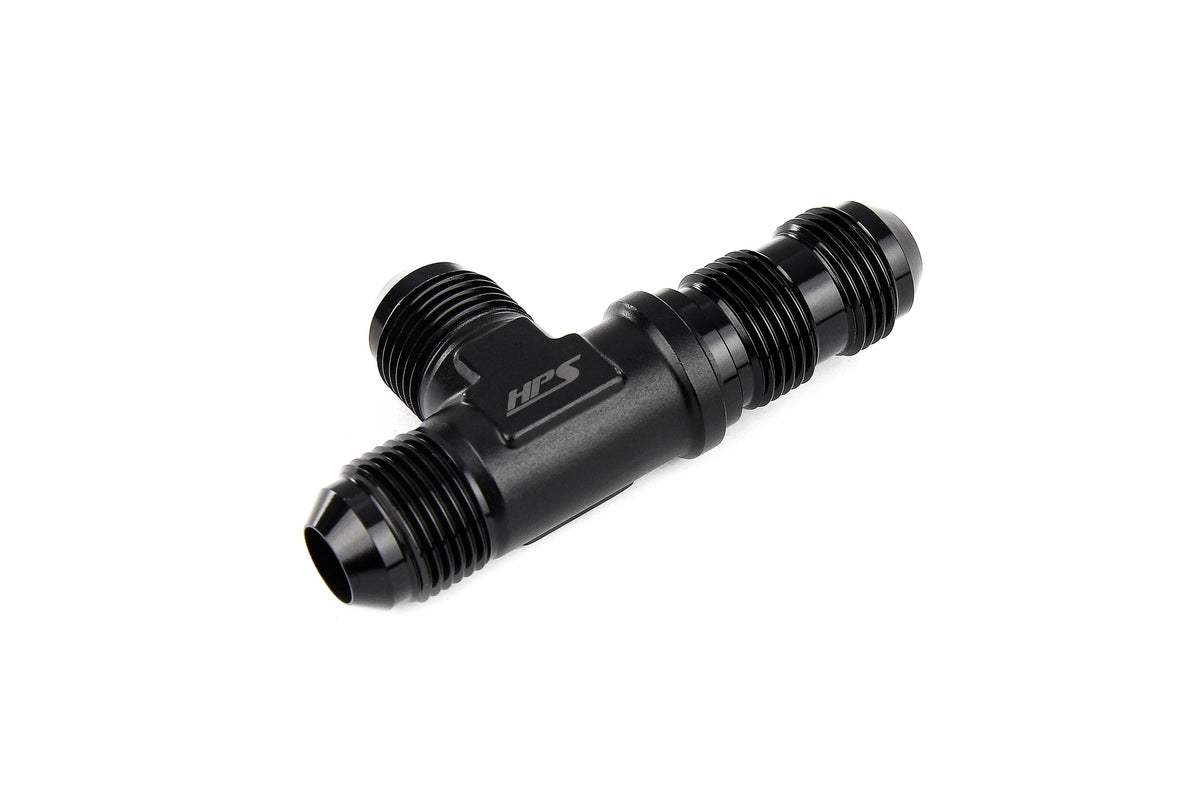 HPS Performance Tee on run -4 AN Male to Male Bulkhead Adapter Aluminum Black